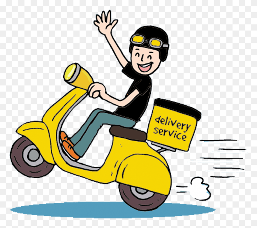 912x804 Motorcycle Food Delivery Cartoon, Vehicle, Transportation, Scooter HD PNG Download