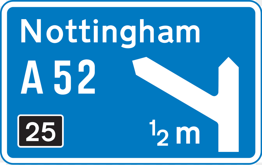1920x1206 Motorway Junction Ahead Displaying The Route Number And Destination Reached By Taking This Route Clipart, Sign, Symbol, Text, Road Sign Sticker PNG