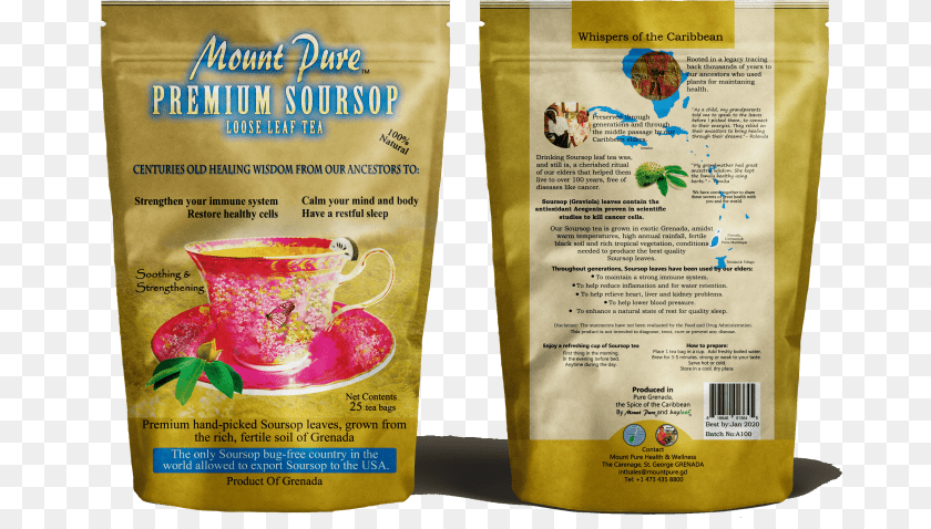 Mount Pure Premium Soursop Tea, Cup, Herbal, Herbs, Plant Sticker PNG