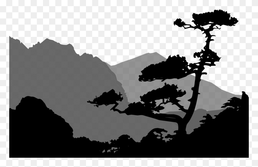 1210x750 Mountain Clipart Silhouette Silhouette Of Mountains And Trees, Outdoors, Nature HD PNG Download
