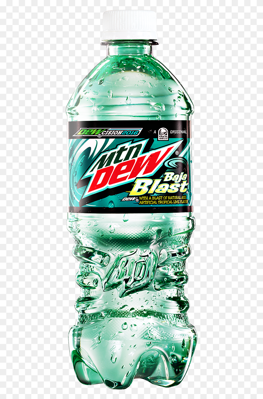 423x1216 Mountain Dew Baja Blast Mountain Dew Baja Blast 2018, Mineral Water, Beverage, Water Bottle HD PNG Download