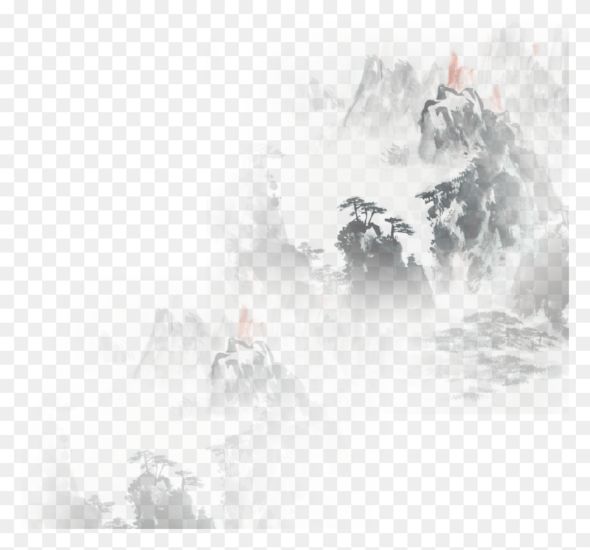 1884x1750 Горный Фэн Китайский Китайский Шинуазри Эффект Живописи, Природа, На Открытом Воздухе, Снег Png Скачать