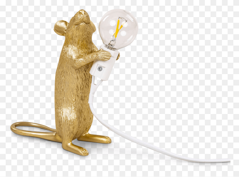 1506x1084 Mouse Lamp Gold Step Seletti Mouse Lamp Gold, Figurine, Light HD PNG Download