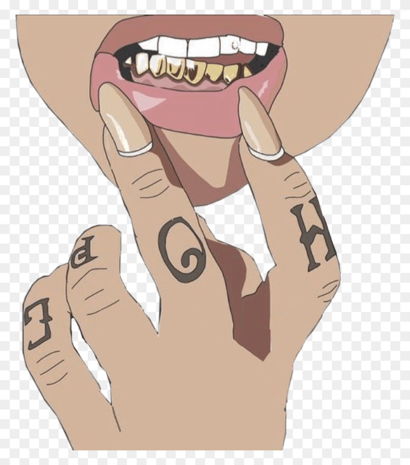 1024x1174 Mouth Lips Fingers Grill Gold Bae Teeth Smile Gucci Tongue, Lip, Jaw, Brush HD PNG Download