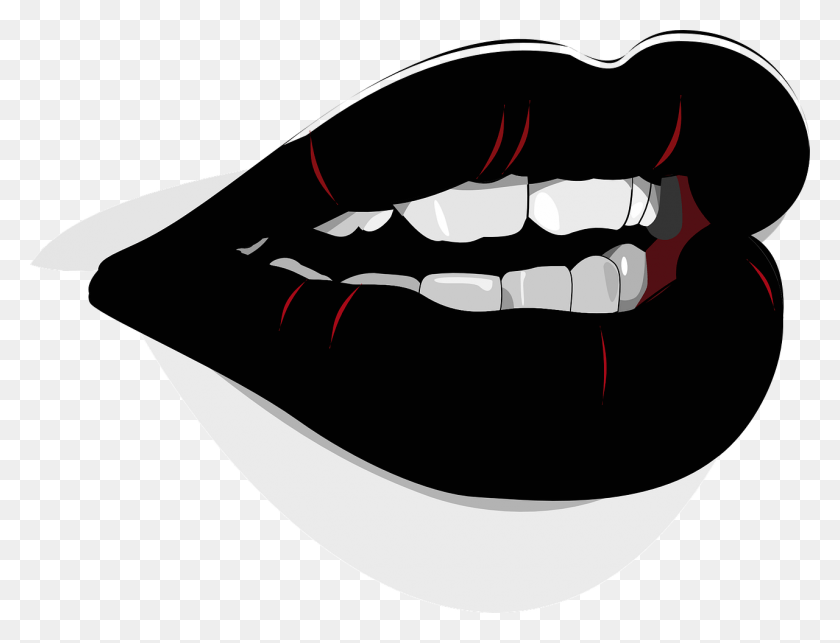 1280x958 Mouth Lips Lipstick Black Beauty Girl Fashion Black Glossy Lipstick Free Clipart, Teeth, Lip, Shark HD PNG Download