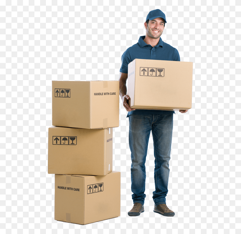 509x758 Moving Company Man, Package Delivery, Person, Carton HD PNG Download