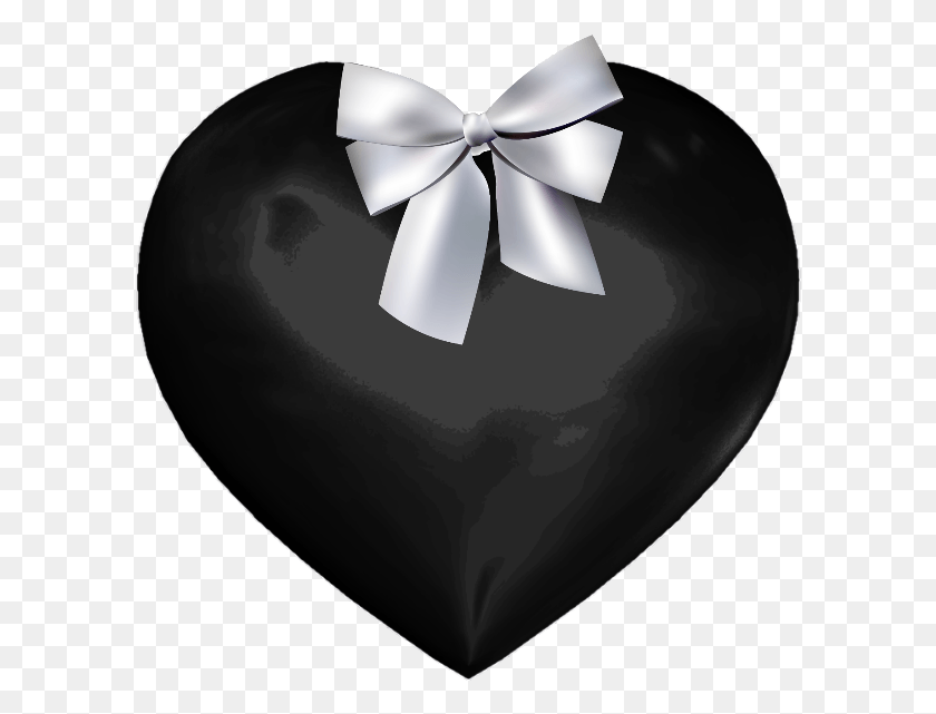 599x581 Mq Black Heart Silver Bow Gift Wrapping, Sweets, Food, Confectionery HD PNG Download
