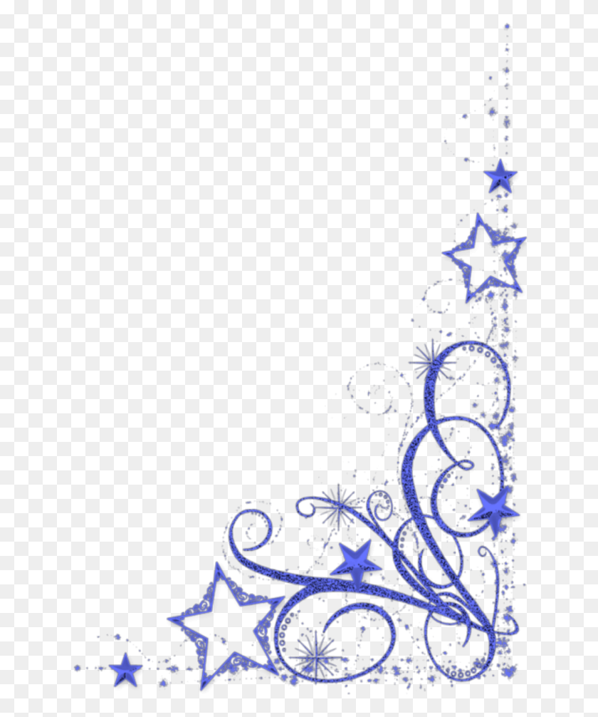 643x946 Mq Blue Glitter Stars Star Borders Drawing, Цветочный Дизайн, Узор, Графика Hd Png Скачать