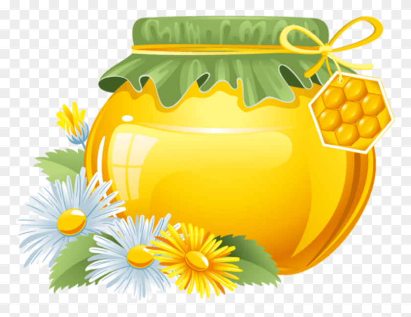 847x639 Mq Flower Flowers Honey Jar Мед Мультфильм, Растение, Фрукты, Еда Hd Png Скачать
