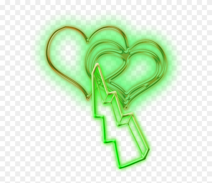 606x666 Mq Зеленое Сердце Сердца Стрелка Неоновое Сердце, Свет, Рука, Символ Hd Png Скачать