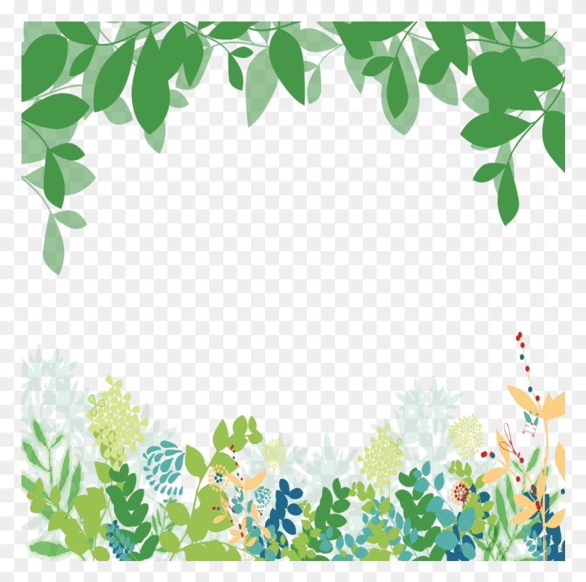 1025x1018 Mq Green Leaf Leaves Frames Border Borders Green Floral Background, Pattern, Ornament, Plant HD PNG Download
