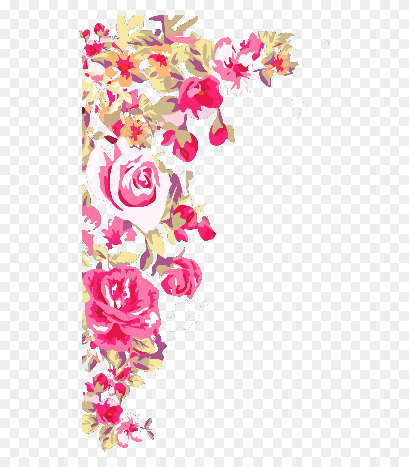 516x900 Mq Pink Roses Rose Border Borders, Графика, Цветочный Дизайн Hd Png Скачать