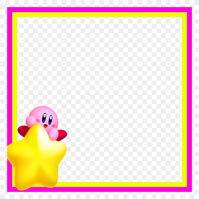 1024x1024 Mq Pink Yellow Kirby Star Frame Frames Border, Pac Man HD PNG Download