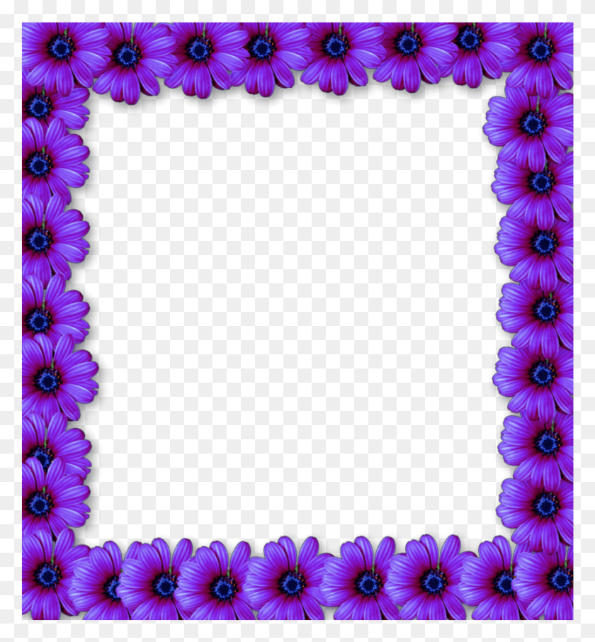 862x936 Mq Purple Flowers Flower Frame Frames Border Dil Frame, Rug, Oval, Pattern HD PNG Download