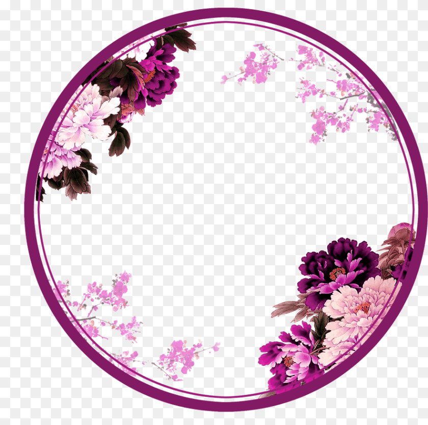 882x875 Mq Purple Japan Flowers Flower Circle Circles Border Flower Design In Circle, Art, Pattern, Graphics, Floral Design Sticker PNG