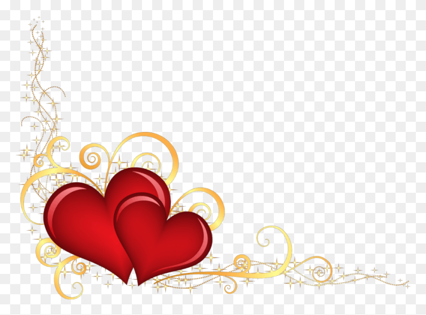 912x656 Mq Red Gold Heart Hearts Border Borders Hearts Transparent, Graphics, Dynamite HD PNG Download
