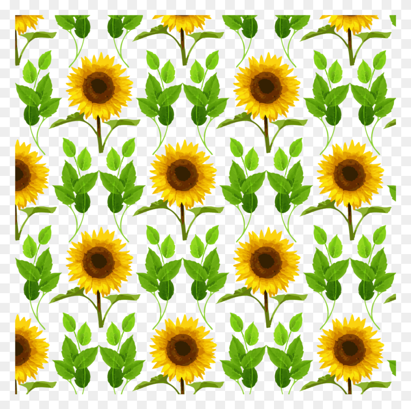 956x953 Mq Sunflower Flower Pattern Background Sunflower, Plant, Blossom, Rug HD PNG Download