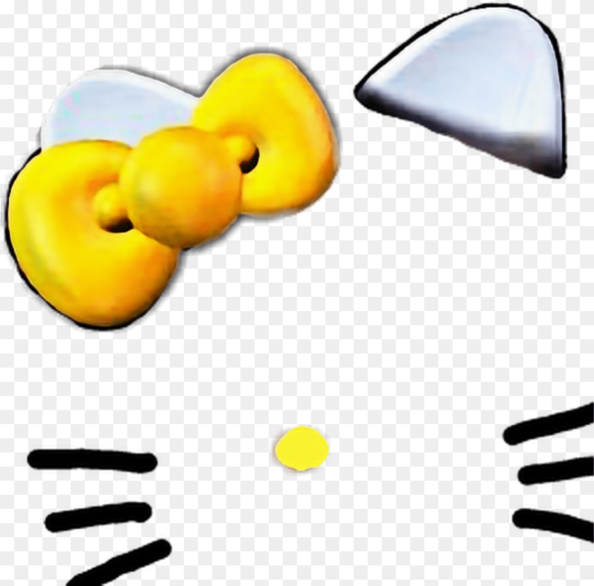 Mq Yellow Bow Bows Kitty Hellokitty Face Transparent Face Hello Kitty Logo, Produce, Food, Plant, Fruit Sticker PNG