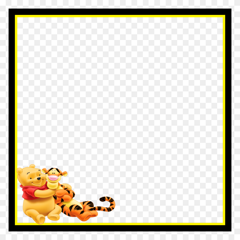 1024x1024 Mq Yellow Winnie Disney Frames Border Borders Winnie The Pooh, Text, Super Mario, Angry Birds HD PNG Download