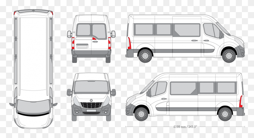 1735x881 Descargar Png Mr Clipart Renault Master 2010 Template, Minibus, Bus, Van Hd Png