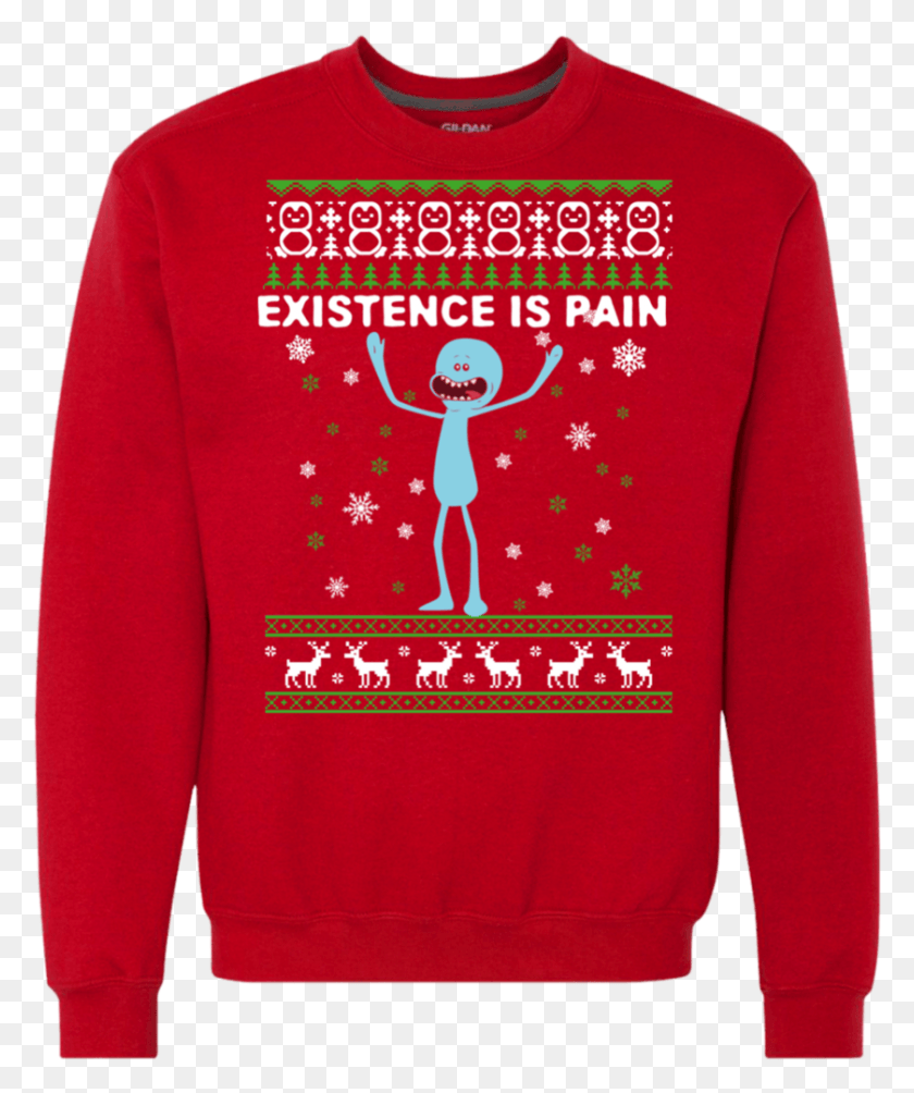 839x1016 Mr Meeseeks Existence Is Pain Ugly Christmas Sweater, Clothing, Apparel, Sweatshirt HD PNG Download