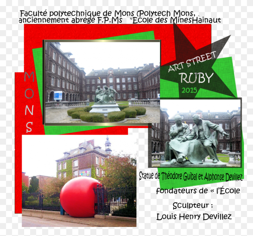 903x838 Ms Ecole Des Mines Statue Fondateurs Art Street Flyer, Person, Human, Sphere HD PNG Download