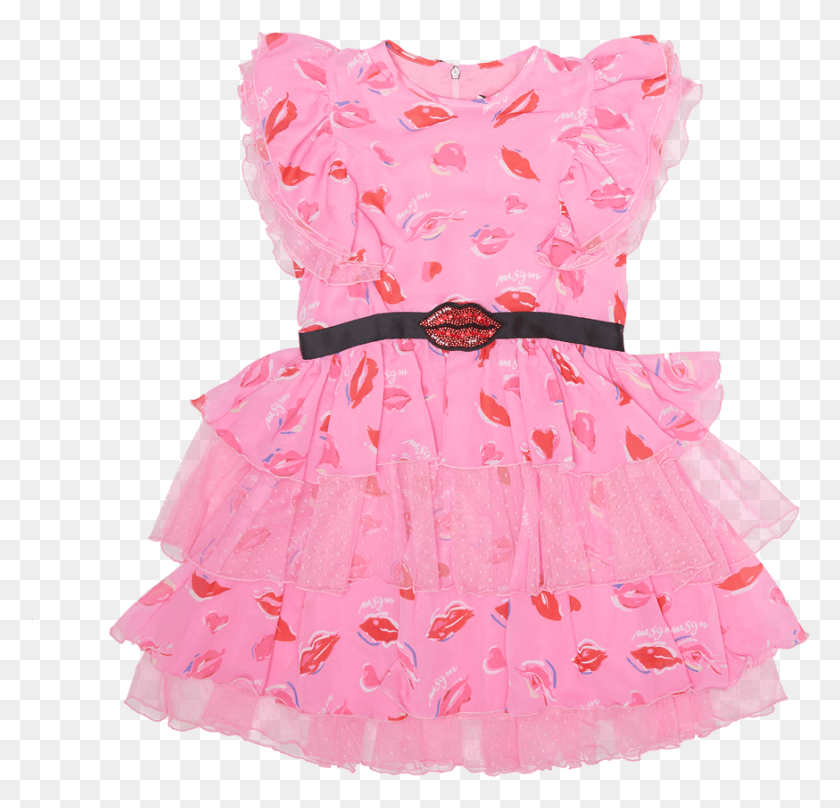 874x839 Msgm Kids Chiffon Lips Dress Cocktail Dress, Clothing, Apparel, Sash HD PNG Download