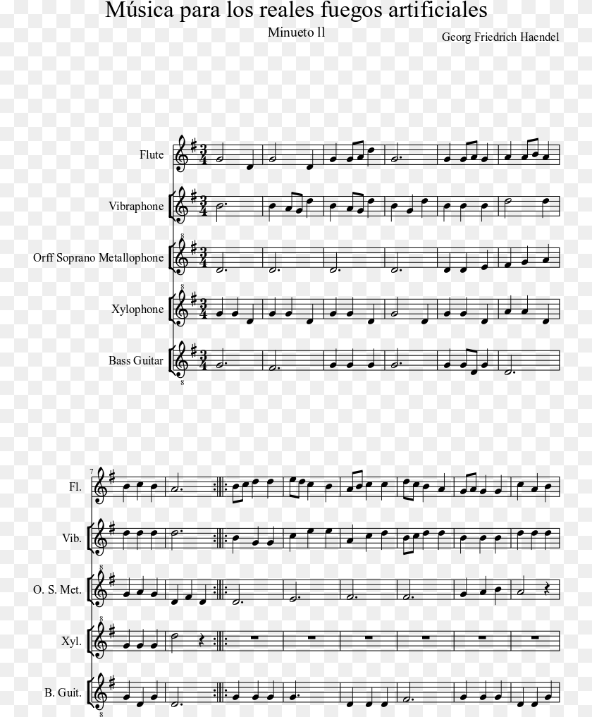 749x1017 Msica Para Los Reales Fuegos Artificiales Sheet Music Music, Gray Transparent PNG