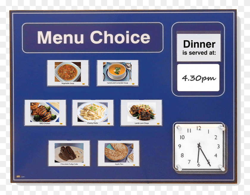 801x610 Muffin Posted A Review Of Picture Menu Board With Clock Wall Clock, Text, Poster, Advertisement HD PNG Download