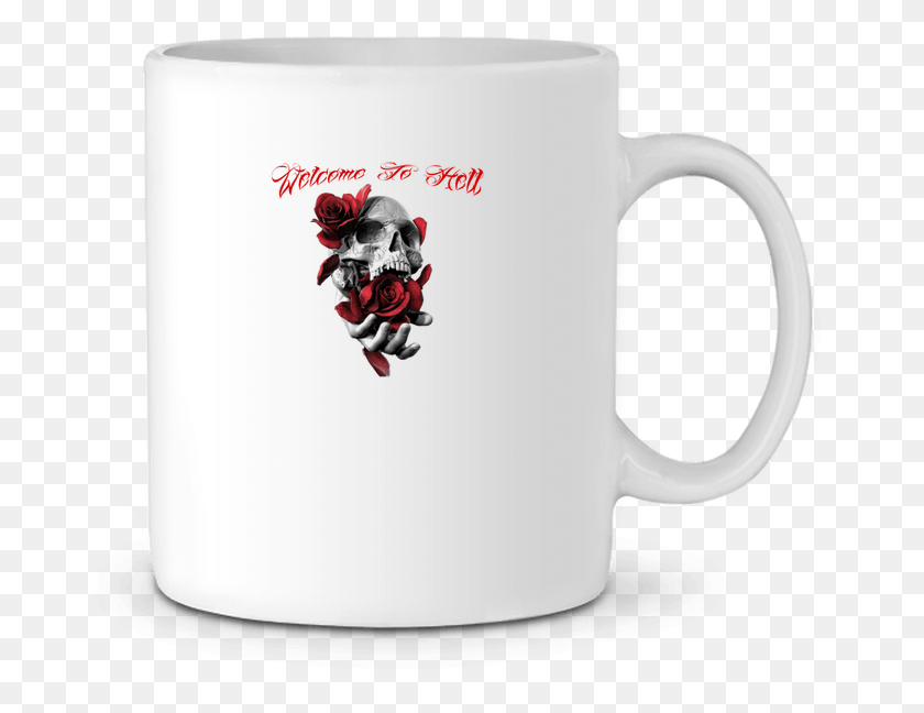 690x588 Mug En Cramique Skull Roses Par Jorrie Mug, Coffee Cup, Cup, Soil HD PNG Download
