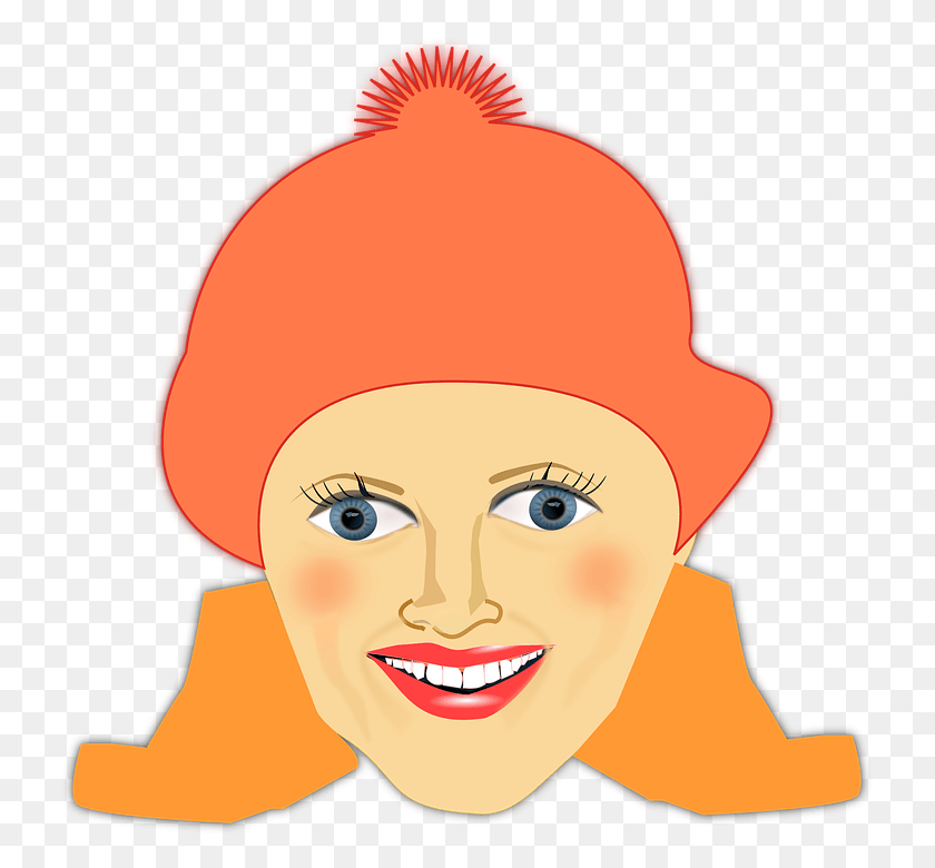 729x720 Mujer Cara La Cabeza Orange Sombrero Sonriendo Clip Art, Clothing, Apparel, Face Hd Png