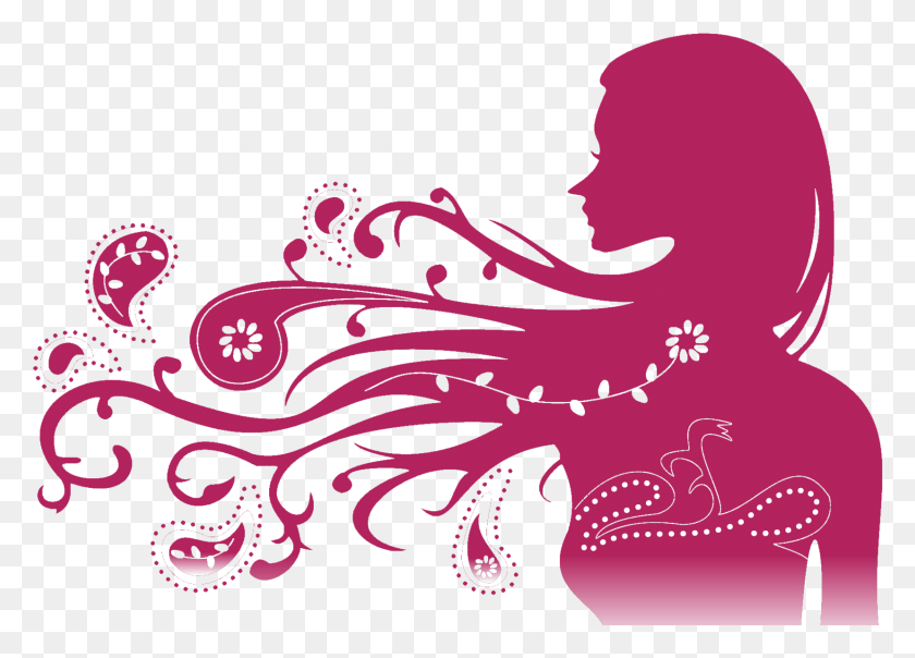 1657x1157 Силуэт Розовой Леди, Графика, Цветочный Дизайн Png Скачать