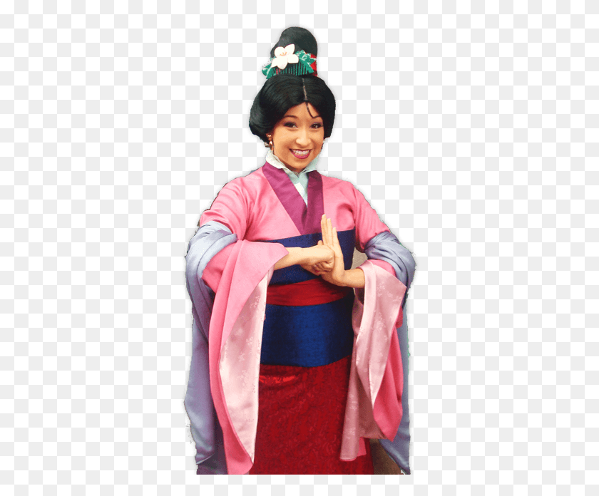 338x636 Mulan Princess Party Kimono, Clothing, Person, Robe HD PNG Download
