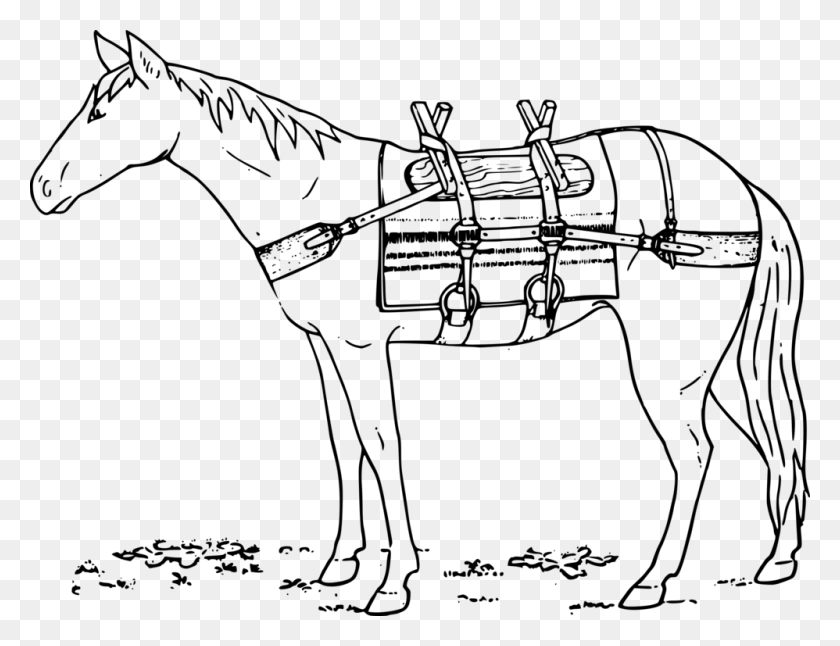 998x750 Mule Bridle Mustang Donkey Pack Saddle Drawing Polo Art, Gray, World Of Warcraft HD PNG Download