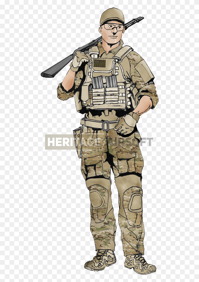 500x1133 Multicam Soldier, Person, Human, Military Uniform HD PNG Download