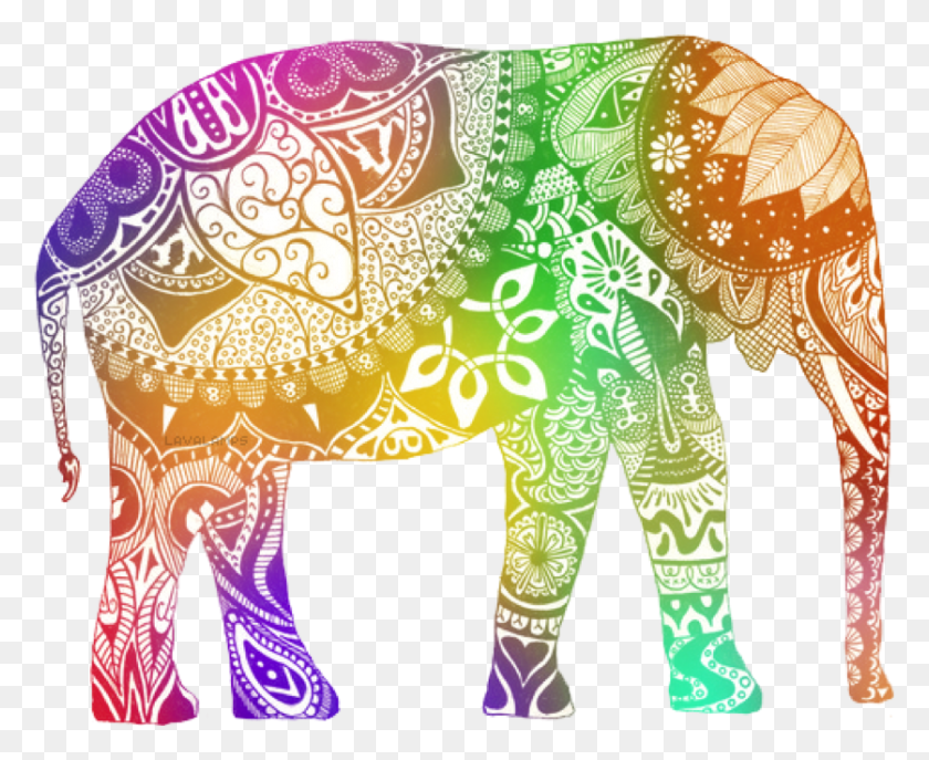 837x673 Descargar Png Elefante Multicolor Zentangled Elefante Png
