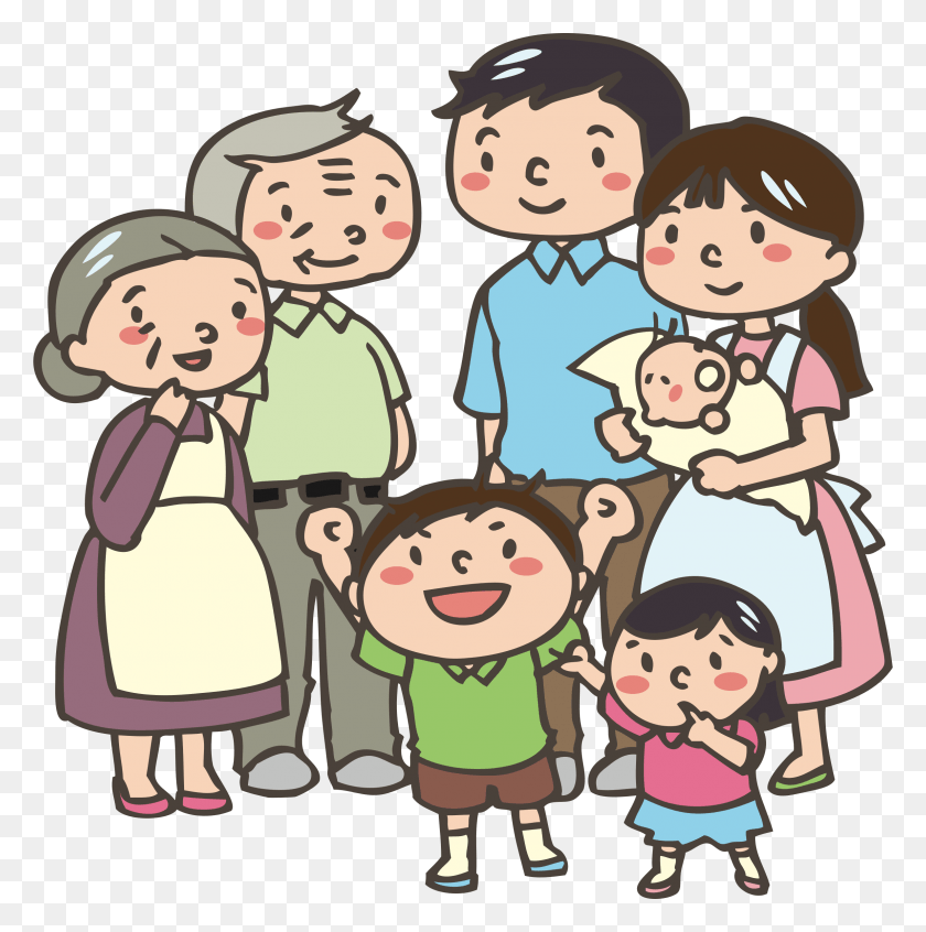 2380x2400 Multigenerational Family Big Image Cartoon Family Public Domain, Doodle HD PNG Download