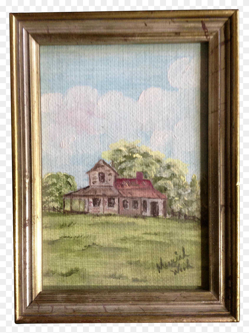 1504x2049 Muriel Wood A Home On An Grassy Hill Original Oil Picture Frame HD PNG Download