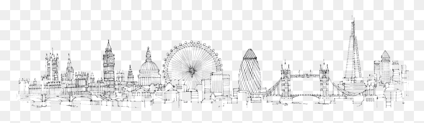 1676x396 Murray Tiling London Skyline London Landscape Drawing, Ferris Wheel, Amusement Park, Theme Park HD PNG Download
