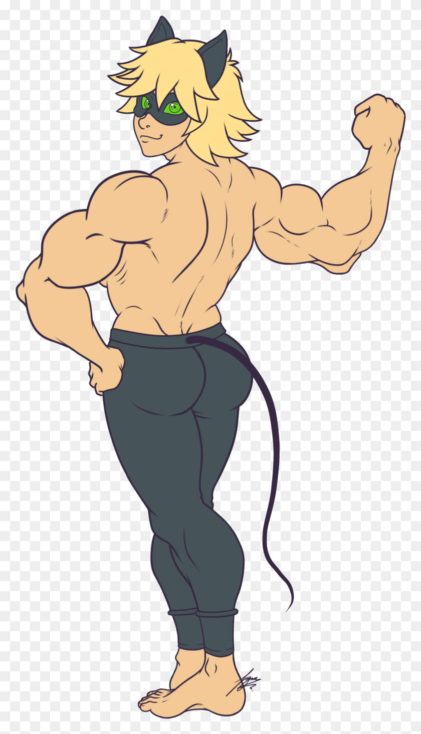 1354x2439 Muscle Chat Noir By Juacamo Dbgtjch Chat Noir Muscle Growth, Person, Human, Back HD PNG Download