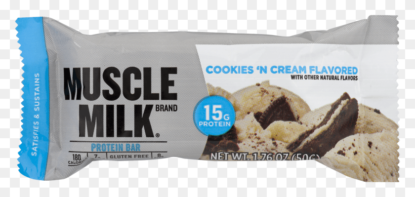 1801x784 Muscle Milk Cookies And Cream Bar, Text, Pillow, Cushion HD PNG Download