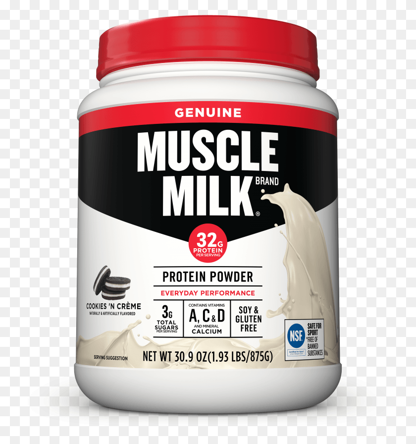 2925x3138 Muscle Milk Genuine Protein Powder Cookies Amp Cream Muscle Milk Protein Powder Cookies And Cream HD PNG Download