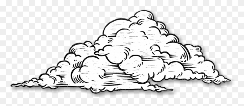 1290x508 Mushroom Cloud Drawing Lineart Cloud Drawing, Doodle HD PNG Download