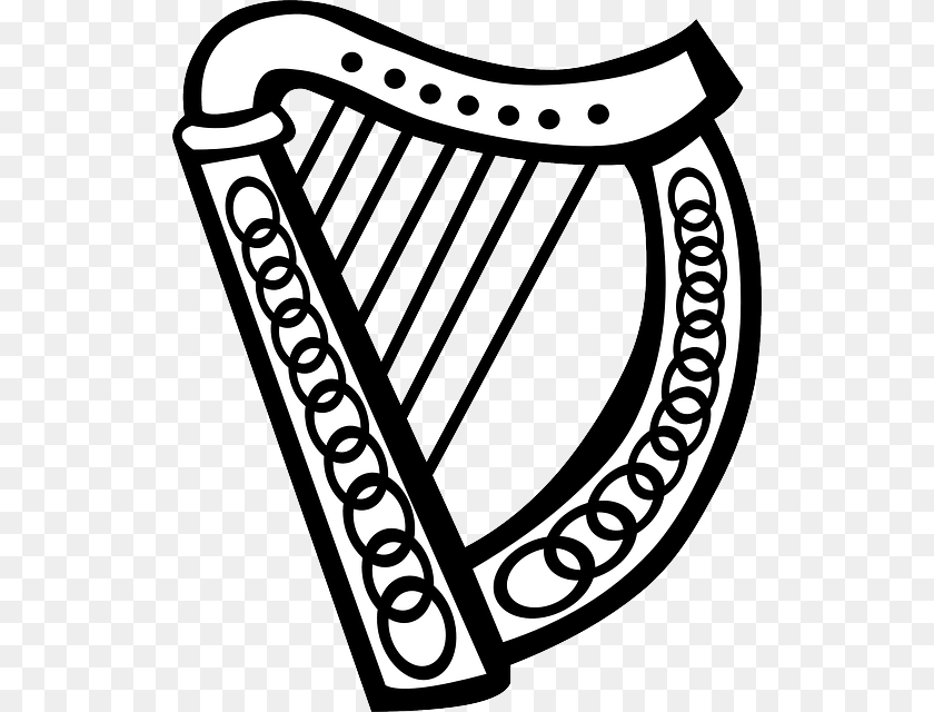 530x640 Music Celtic Simple Outline Symbol Symbols Harp Irish Harp Clipart, Musical Instrument Sticker PNG