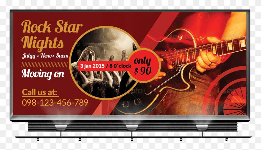 1195x649 Music Concert Billboard Banners Example Image Teco Tv 32 Inch, Guitar, Leisure Activities, Musical Instrument HD PNG Download