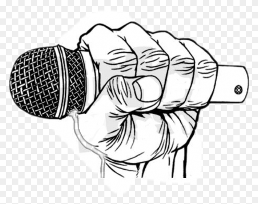 1024x792 Music Mic Freetoedit Microphone In Hand Drawing, Fist, Person, Human HD PNG Download
