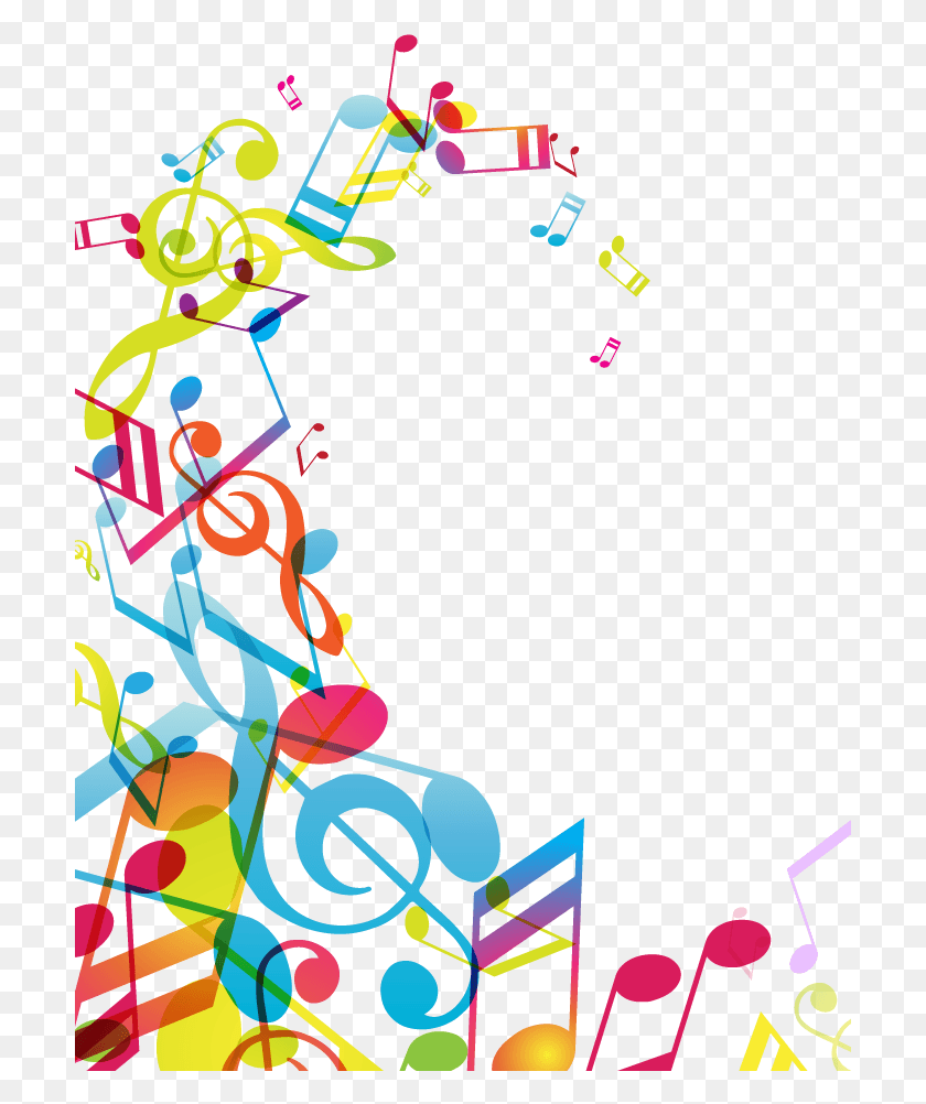 705x942 Музыкальные Ноты Граница Музыка Красочные Ноты, Графика, Цветочный Дизайн Hd Png Скачать