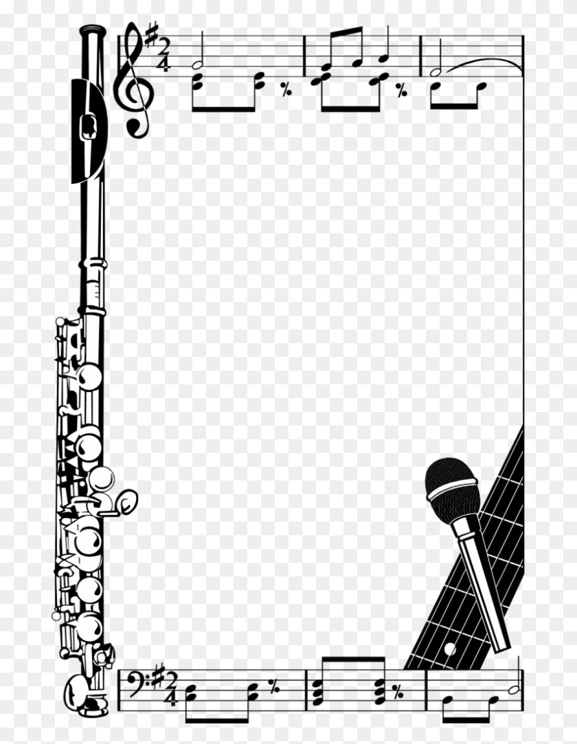 689x1024 Music Notes Borders Illustration Of A Frame Clipart Music Border, Leisure Activities, Musical Instrument, Microphone HD PNG Download