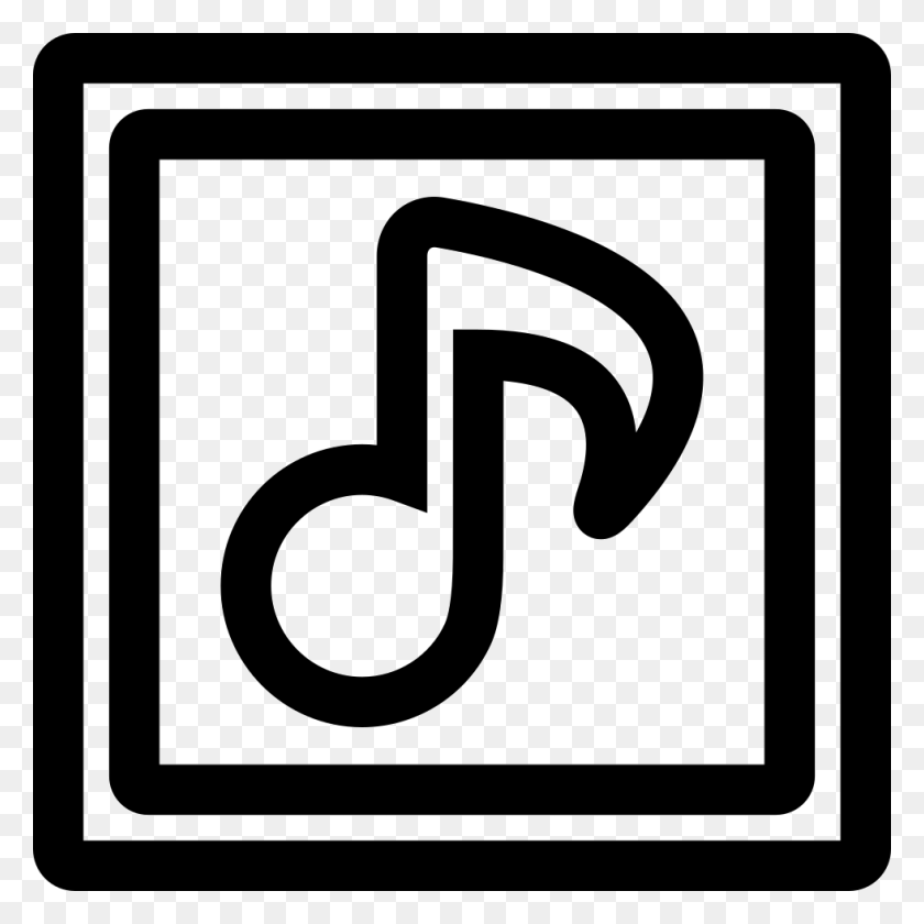 980x980 Descargar Png / Símbolo De Contorno De Nota Musical Dentro De Dos Cuadrados