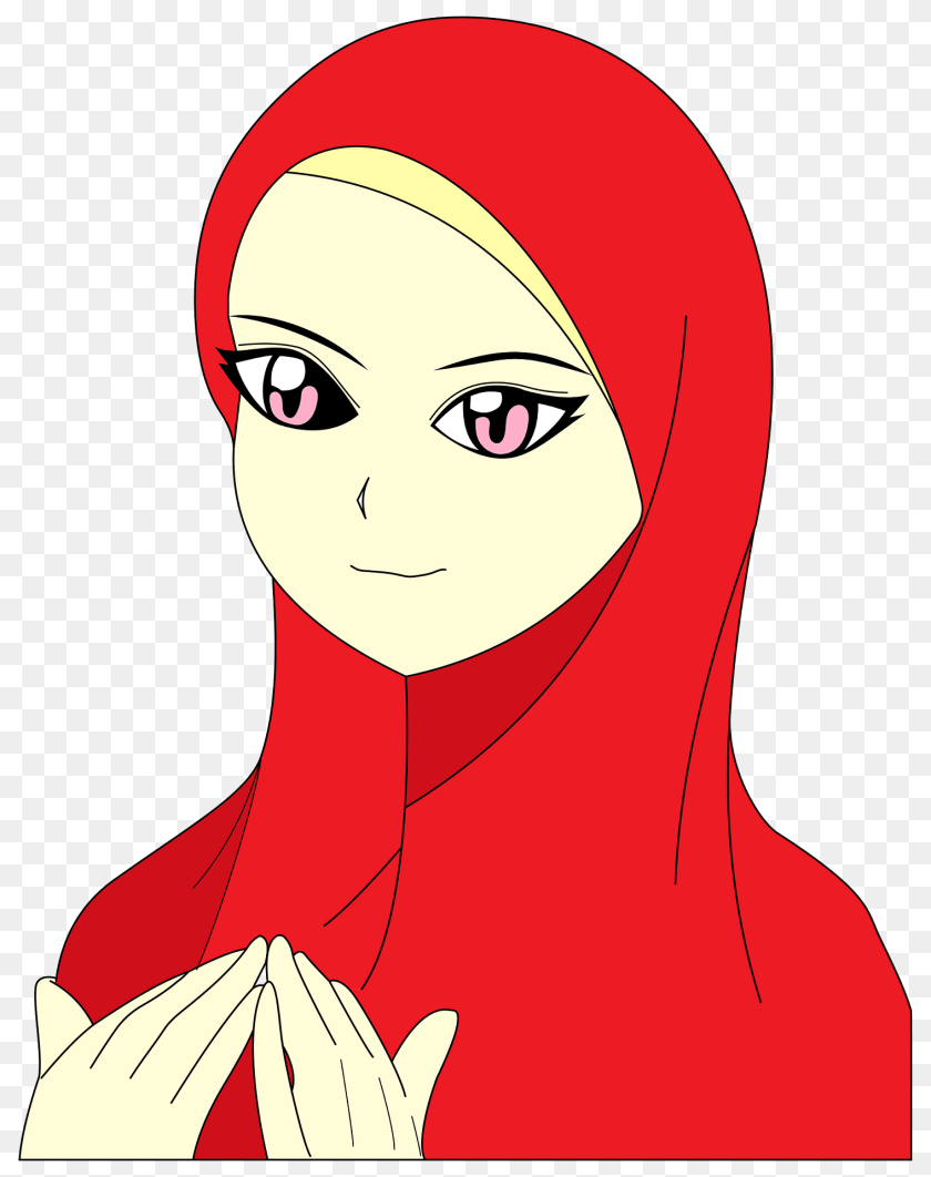 1519x1920 Muslim Woman In A Red Hijab Clipart, Adult, Female, Person, Face Sticker PNG